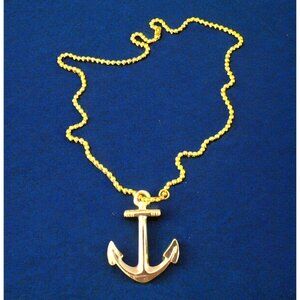 Gold Ball Chain Necklace with Large ANCHOR Pendant
